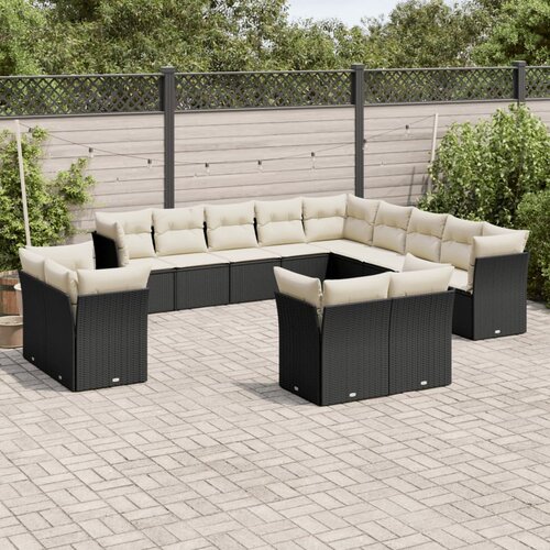  13-dijelni set vrtnih sofa s jastucima poliratan crni Cijene