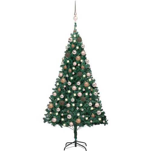  Umjetno osvijetljeno božićno drvce s kuglicama zeleno 120cm PVC Cijene