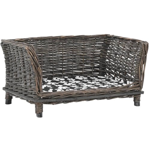 vidaXL Pasja košara z blazino siva 50x33x30 cm naravna vrba Cene