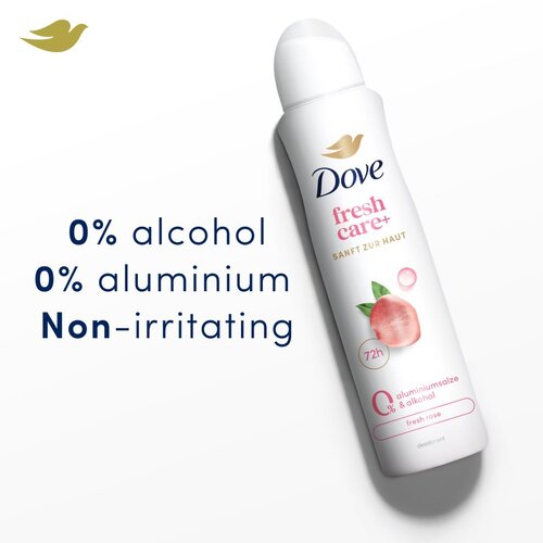 Dove 0% ALU Fresh Rose deodorant brez alkohola in vsebnosti aluminija v pr&amp;scaron;ilu 150 ml Slike