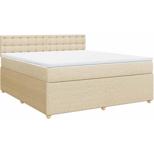  Krevet s oprugama i madracem krem 180x200 cm od tkanine Slike