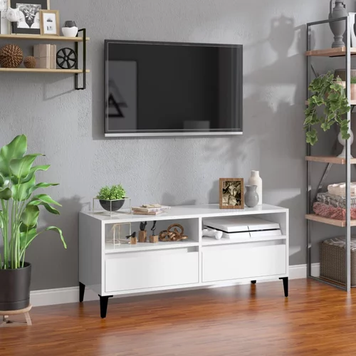 vidaXL TV omarica visok sijaj bela 100x34,5x44,5 cm inženirski les
