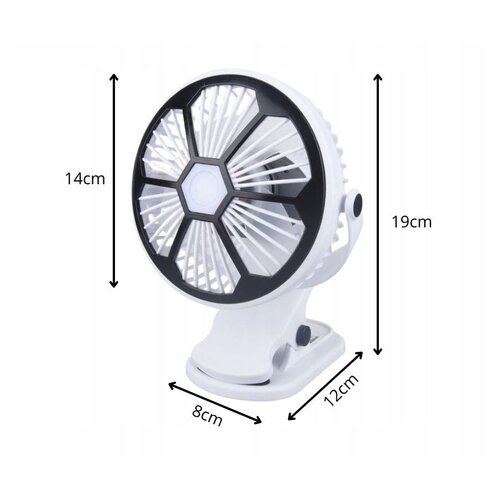  Brezžični aku. 1200mAh LED ventilator s sponko USB bel Slike