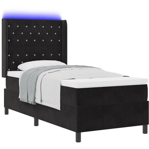 VidaXL Box Spring postelja z vzmetnico in LED črna 90x190 cm žamet, (22049313) Slike