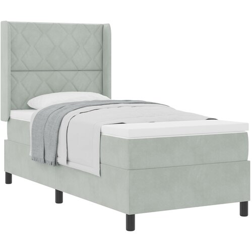 vidaXL Krevet s opružnim okvirom i madracem Svjetlosiva 100x200 cm Baršun Cijene