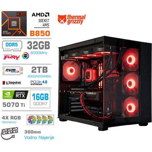 MEGA Računalnik MT S5 R7-7800X3D/RTX5070Ti/32GB-DDR5/2TB-4.0/750W/Brez OS/črna RGB + Estetski napajalni kabli [Rdeča / Črna), (5000130876) Cene