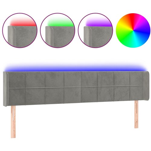 Maison Chic led posteljno vzglavje - vzglavna omarica - nočna omarica svetlo sivo 183x16x78/88 cm žamet, (21710182) Cene