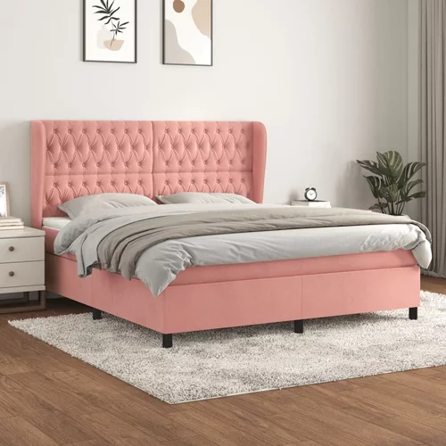  Krevet s oprugama i madracem ružičasti 180x200 cm baršunasti