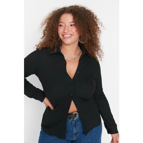 Trendyol Curve Black Button Knitted Shirt