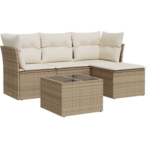 vidaXL 5-dijelni vrtni set sofa s jastucima bež od poliratana Cijene