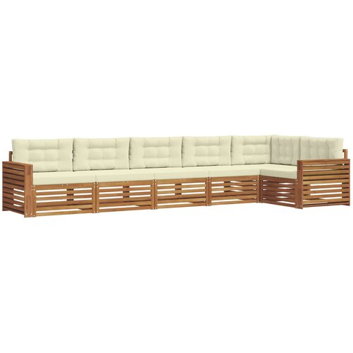  Set vanjskih sofa 6 kom. Prirodna i krem Smeđa 410 x 170,5 x 73 cm Slike
