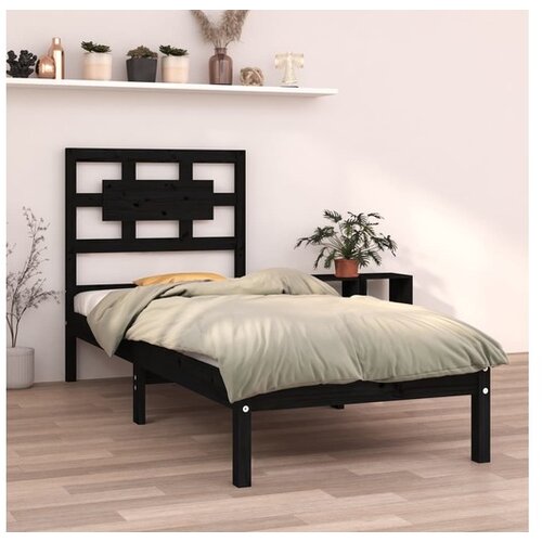  Posteljni okvir črn iz trdnega lesa 75x190 cm 2FT6 Slike