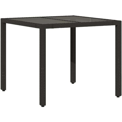 VidaXL Vrtni stol sa staklenom pločom crni 90x90x75 cm od poliratana Slike