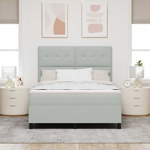  LED Box Spring Krevet Svijetlo siva 160 x 200 cm Bar&amp;scaron;un Svjetlosiva Slike