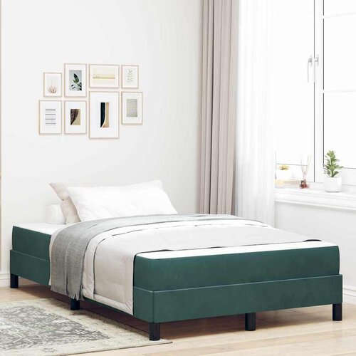 vidaXL Postelja boxspring z vzmetnico Temno zelena 120 x 200 cm Žamet Cene