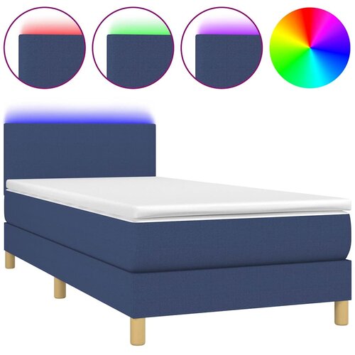  box spring s madracem LED plavi 90x190 cm od tkanine Slike