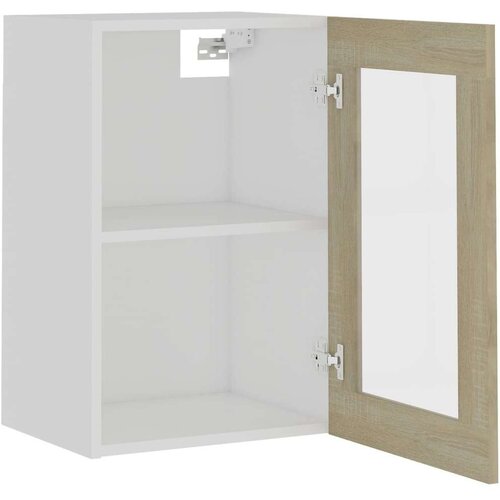  Viseča steklena omarica sonoma hrast 40x31x60 cm iverna plo&amp;scaron;ča, (20716769) Slike