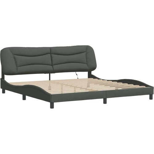  Okvir kreveta s LED svjetlima tamnosivi 200 x 200 cm od tkanine Slike