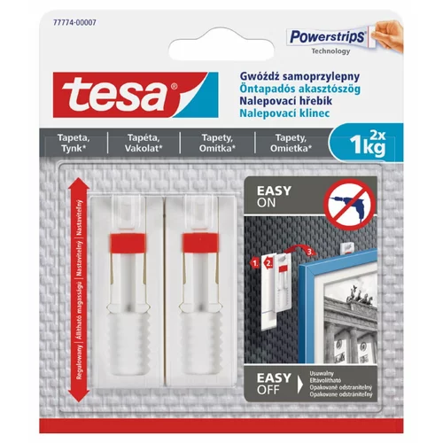 Tesa Nastavljiv samolepilni žebljiček za tapete in omet Tesa (nosilnost: 1 kg, 2 kos)