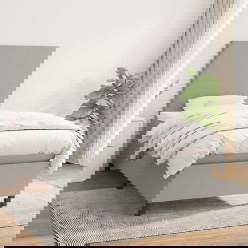 The Living Store Box spring postelja z vzmetnico svetlo siv 100x200 cm blago - Box Spring Postelja, (21515407) Slike