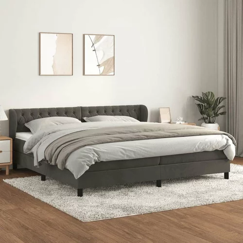  Box spring postelja z vzmetnico temno siva 200x200 cm žamet, (20789018)