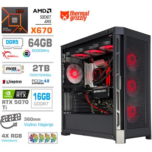 MEGA Računalnik TWR S11 R7-9800X3D/RTX5070Ti/64GB-DDR5/2TB-4.0/1050W/Brez OS/črna RGB, (22133772) Cene