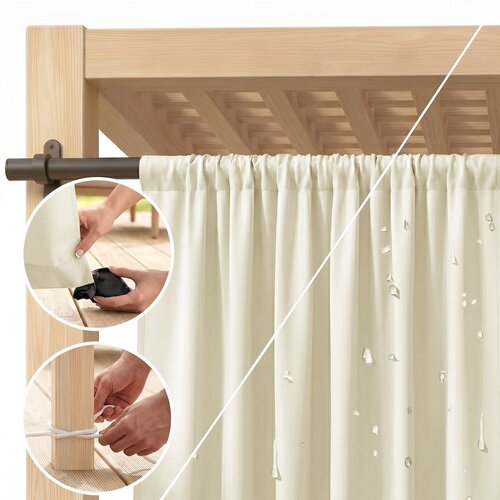 Restilo MOLTE curtain, cream-coloured, plain, classic style, multi-purpose heading tape, Oxford fabric, 155 x 220 cm Cene