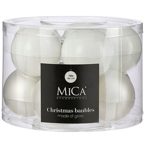 Mica Decorations Božićne kuglice (Bijela, Staklo, Promjer: 6 cm, 10 Kom.) Cijene
