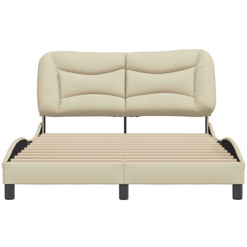 VidaXL Okvir za krevet s uzglavljem krem 140x190 cm od tkanine Slike