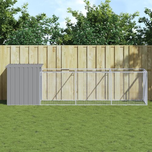 vidaXL Pasja uta z izhodom svetlo siva 110x405x110 cm pocinkano jeklo Cene