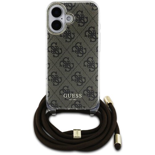 Guess Hrbtni ovitek za iPhone 16 s potiskanim naramnim trakom IML 4G, Rjava, (21749429) Cene