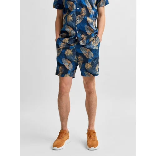 Selected Homme Blue Patterned Chino Shorts Joel - Men