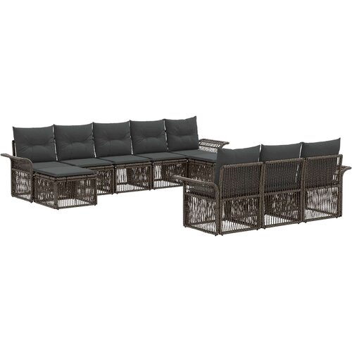  Sjedeća garnitura za vrt 10 kom. Siva poliratan 70.5 x 62 x 70 cm Slike