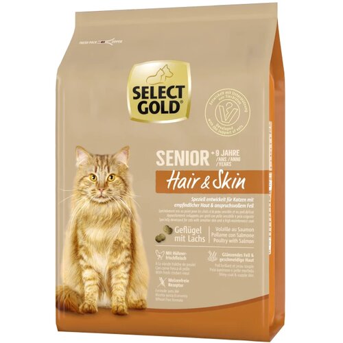 Select Gold Cat Hair&Skin Senior perutnina z lososom 2,5 kg Cene