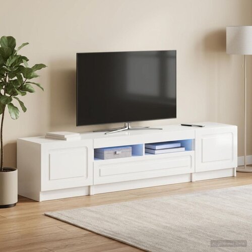  5-dijelni LED TV ormarić Bijela visokog sjaja Konstruirano drvo - Bijela visokog sjaja 100 cm Cene