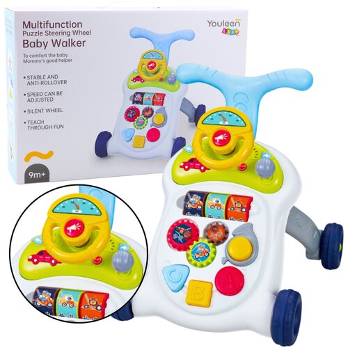 Interaktivna hodalica za bebe sa interaktivnim volanom - bijela Slike