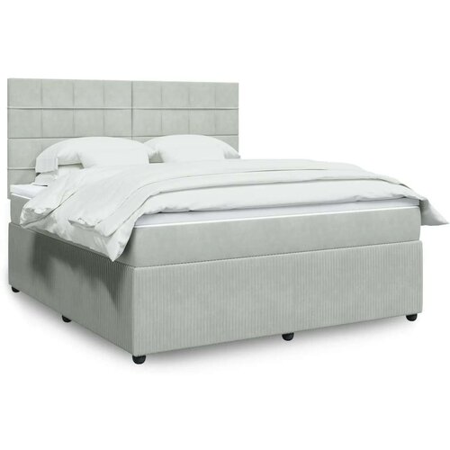 VidaXL Krevet s oprugama i madracem svjetlosivi 180x200 cm bar&amp;scaron;unasti Slike
