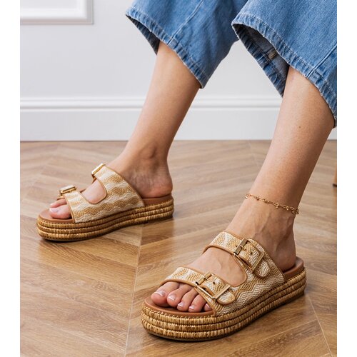Gemre Beige flip-flops with buckles on straps Rider Cene