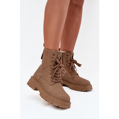 Boto Women&amp;#039;s Ankle Boots Workers With Zipper Dark Beige Tirina Slike