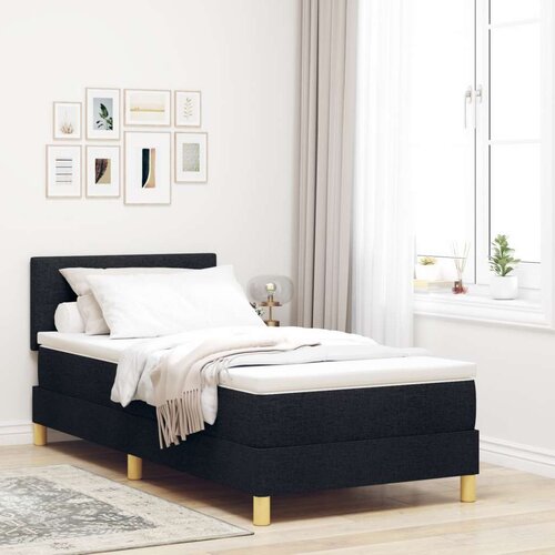  Postelja z vzmetnico z vzmetnico Črna 80 x 200 cm blago, (5000127337) Cene