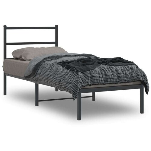 VidaXL Metalni okvir za krevet s uzglavljem crni 75x190 cm Slike