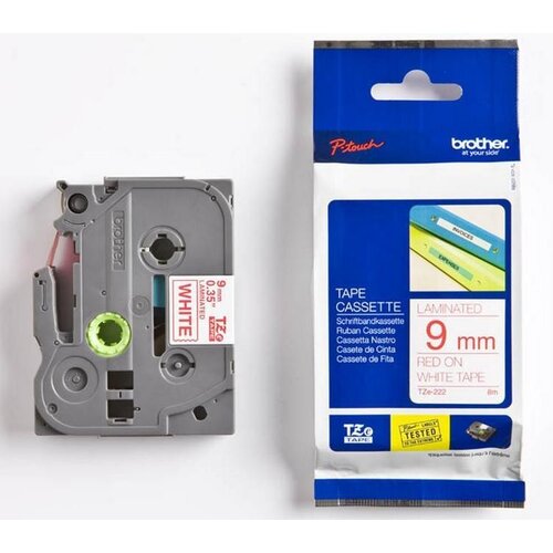  Trak p-touch tze-222 bel/rdeč 9mm BROTHER Slike
