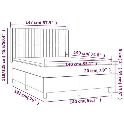  Box spring s madracem LED crni 140x190 cm bar&amp;scaron;un Slike