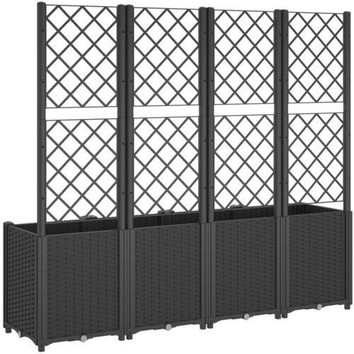  Vrtna sadilica s re&amp;scaron;etkom crna 160 x 40 x 140 cm PP Slike