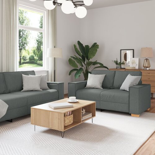 VidaXL Set Sofa Set od 3 Tamnosiva Poliester Slike