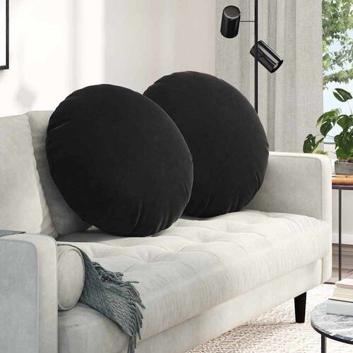  Jastučići za sjedenje 2 pcs Crna Ø60 x 21 cm Baršun Cene