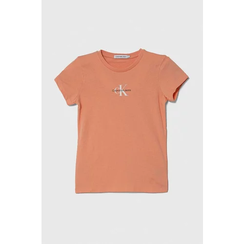 Calvin Klein Jeans Dječja pamučna majica kratkih rukava boja: narančasta