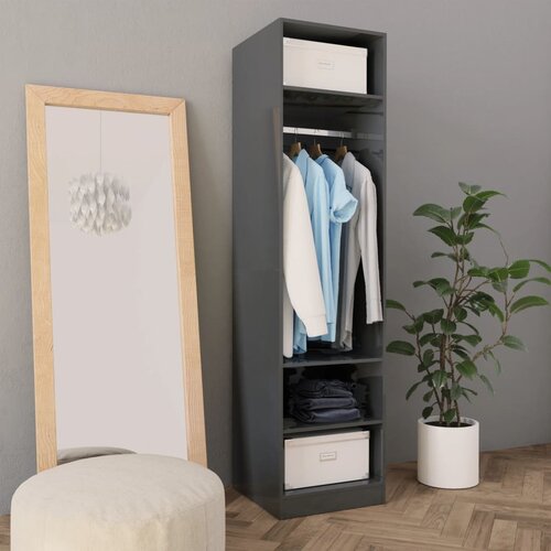 vidaXL Garderobna omara visok sijaj siva 50x50x200 cm iverna plošča, (20706144) Cene