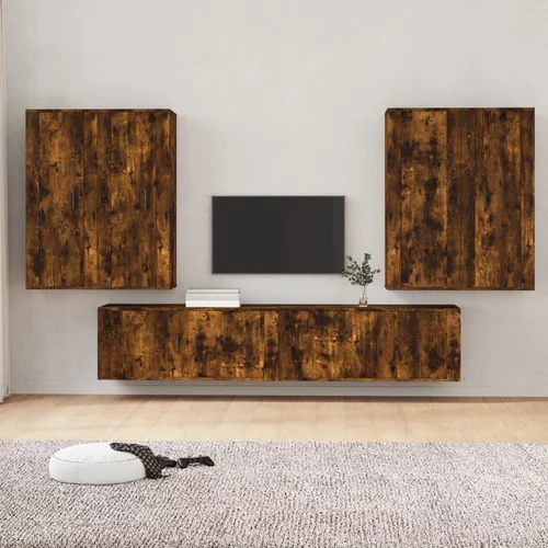 vidaXL Komplet TV omaric 6-delni dimljen hrast inženirski les