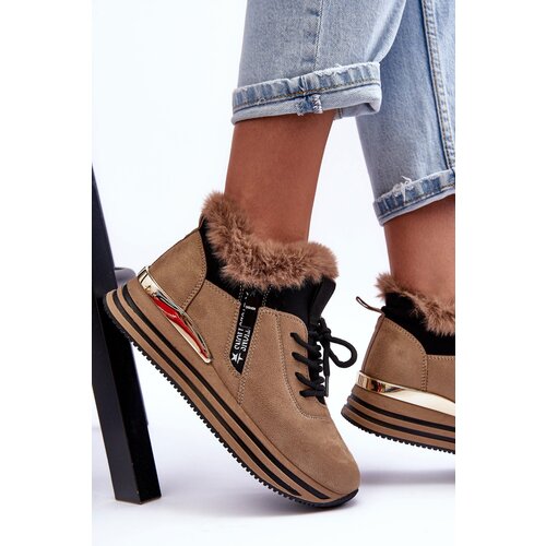 Boto Fur Platform Sports Shoes Dark Beige Jamarie Cene